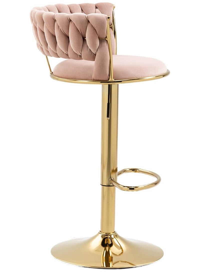DubaiGallery Luxury bar Stool,Modern Round Adjustable Reception Chair, Gold Velvet Bar Chair, Kitchen high Dining Chair , Height Adjustable and 360° Swivel. Suitable for bar, Home, offce, Cafe  - Image 2