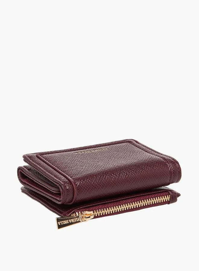 Flora Bella By Shoexpress RED Textured Tri-Fold Wallet with Snap Button Closure for Women | Best Price UAE