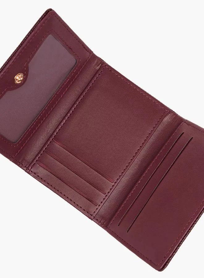 Flora Bella By Shoexpress RED Textured Tri-Fold Wallet with Snap Button Closure for Women | Best Price UAE