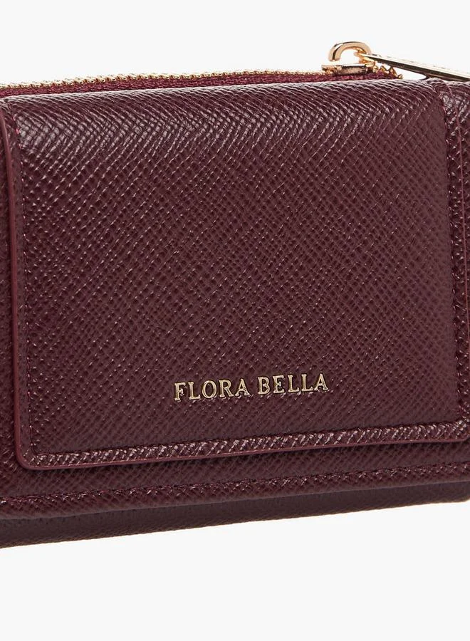 Flora Bella By Shoexpress RED Textured Tri-Fold Wallet with Snap Button Closure for Women | Best Price UAE