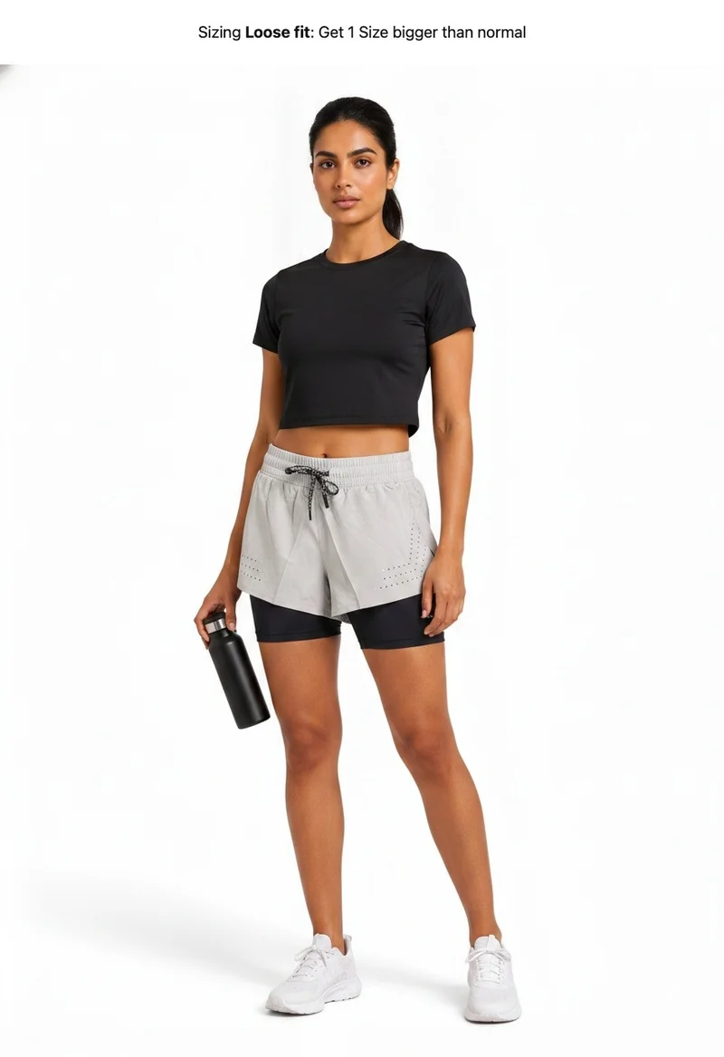 Prima Ace Light Grey Women's Shorts Gym Addict Premium Light Grey for Women | Best Price UAE