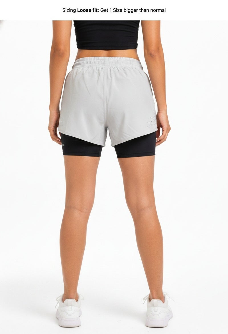 Prima Ace Women's Shorts Gym Addict Premium Light Grey - Image 2