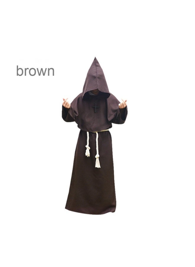 عباءة رهبانية طراز العصور الوسطى مع غطاء للرأس، زي كهنوتي، عباءة م hooded للاحتفال بعيد الهالوين، زي رهباني تقليدي للأزياء والشخصيات. - Image 1