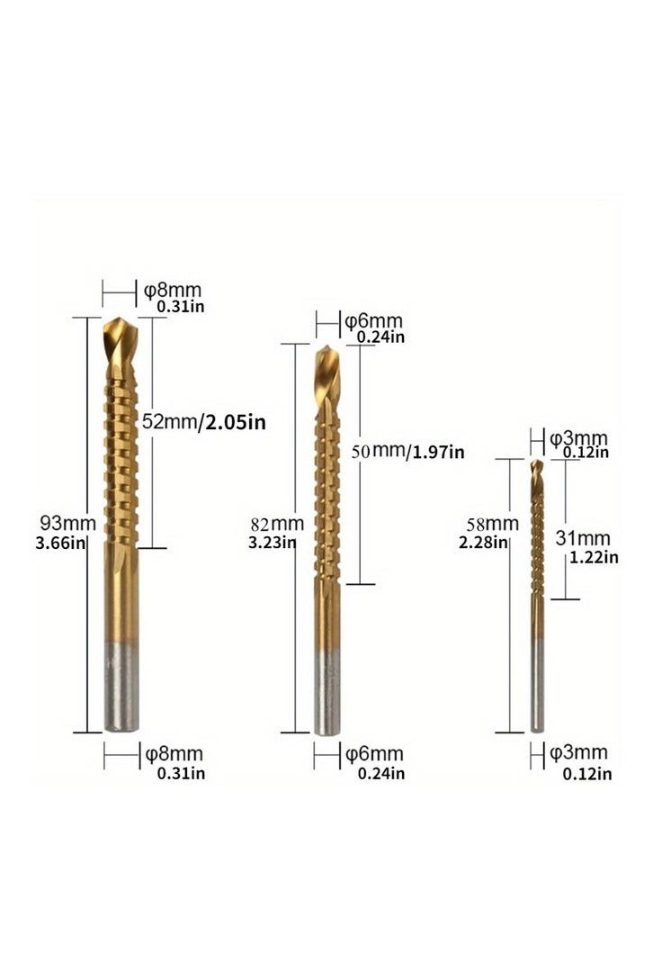 HOMESTAR 6Pcs Titanium Coated Drill Bit Set, Including 3 Sizes of Step Drill Bit and 3 Sizes of Serrated Twist Drill Bit for Metal Wood Hole Drilling - Image 3