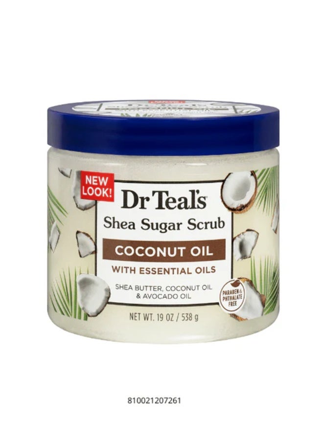 Dr Teal's Shea Sugar Body Scrub Coconut Oil with Essential Oil, 538g - Image 1