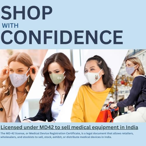 MASQ By Q-One Floral 4 Layer, Reusable, Anti pollution with Ear Adjusters, Anti-Bacterial (BFE>99%) Embroidered Cotton Cloth Face Mask Combo for Women, Girls. (Lilly_combo_03) - Image 5