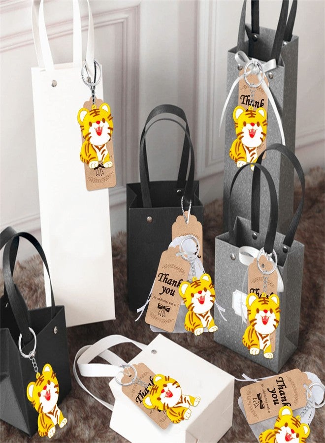 Elecrainbow 60 Pack Tiger Party Favors Include 20 Keychains, 20 Thank You Tags and 20 Goodie Bags for Animal Lover, Return Gift, Wild Animal Themed Party, Thanksgiving, Baby Shower, Birthday - Image 2