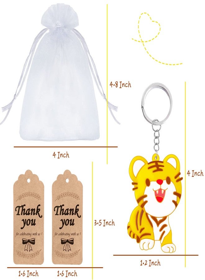 Elecrainbow 60 Pack Tiger Party Favors Include 20 Keychains, 20 Thank You Tags and 20 Goodie Bags for Animal Lover, Return Gift, Wild Animal Themed Party, Thanksgiving, Baby Shower, Birthday - Image 5