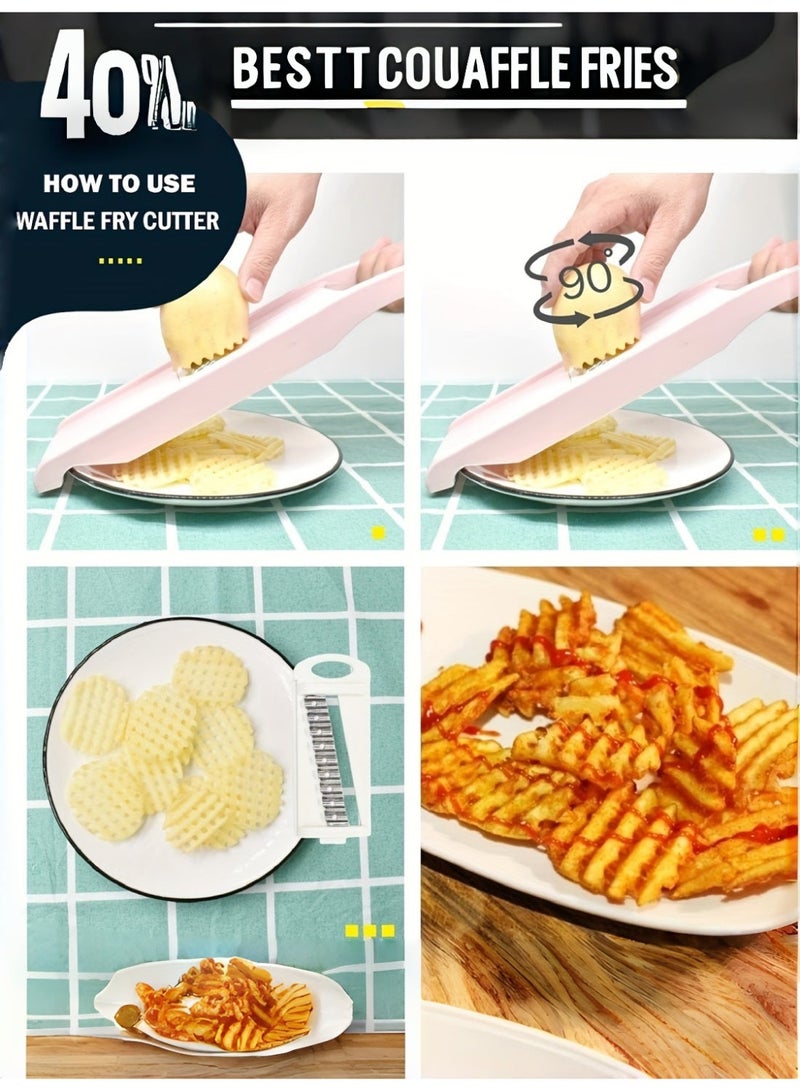 5 in 1 Slicer for Kitchen Vegetable Slicer, Potato Cutter, Vegetables Cutter,Multi Blade Potato Chip Slicer Veggie Slicer Julienne Shredder Vegetable peeler For Small Job In Kitchen Blue - Image 4