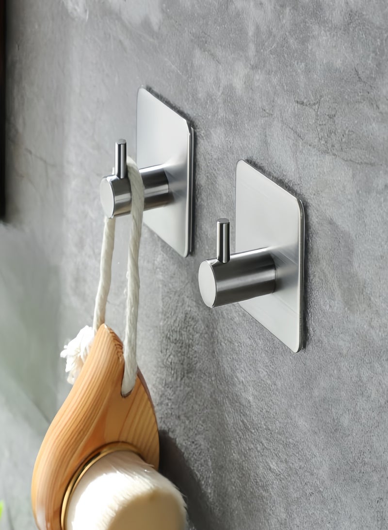 NayZaan 304 Stainless Steel Towel Rack Set (Includes 2 Hooks), No-Drill Wall-Mounted Bracket — Bathroom & Kitchen Cleaning Tool Storage Rack (Silver) - Image 4