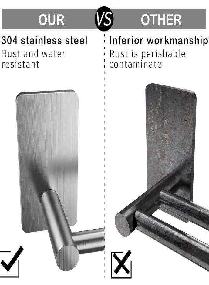 NayZaan 304 Stainless Steel Towel Rack Set (Includes 2 Hooks), No-Drill Wall-Mounted Bracket — Bathroom & Kitchen Cleaning Tool Storage Rack (Silver) - Image 5