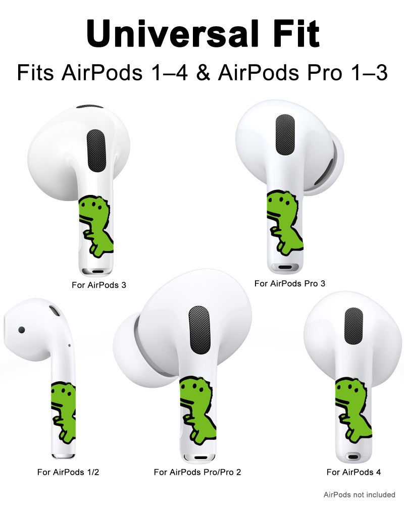 RockMax for AirPod Skin, Quickly Recognizable, Universal Fit for AirPods Pro 3/2/1 and Gen 1/2/3/4, Green Dinosaur Sticker Cover, for Women and Teens - Image 4