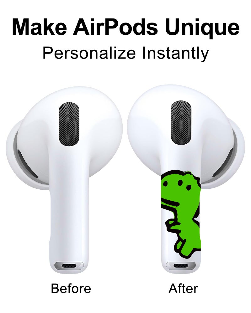 RockMax for AirPod Skin, Quickly Recognizable, Universal Fit for AirPods Pro 3/2/1 and Gen 1/2/3/4, Green Dinosaur Sticker Cover, for Women and Teens - Image 2