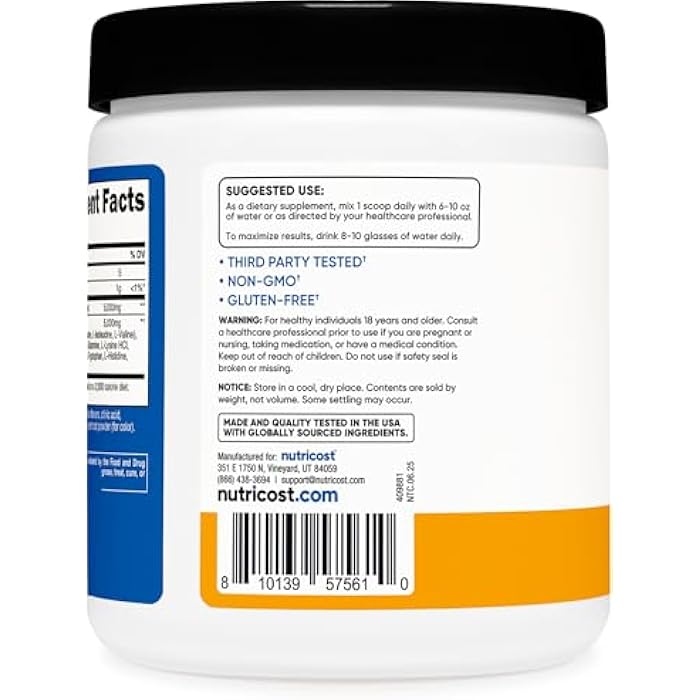 Nutricost Creatine + Aminos 30 Servings (Peach Mango Flavored) - 5,000mg Creatine Monohydrate + 5000mg Amino BCAA Blend Per Serving - Image 5