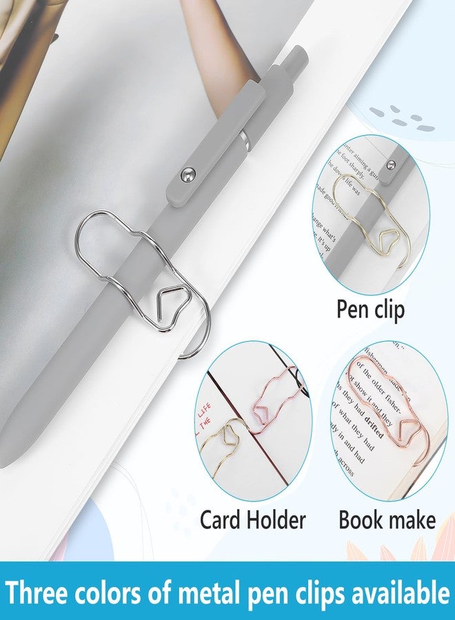 Quilax 15Pack Heart Paper Clips, Paperclip Pen Holder for Notebooks and Notepads and Office Supplies (Gold, Silver, Rose Gold) - Image 3