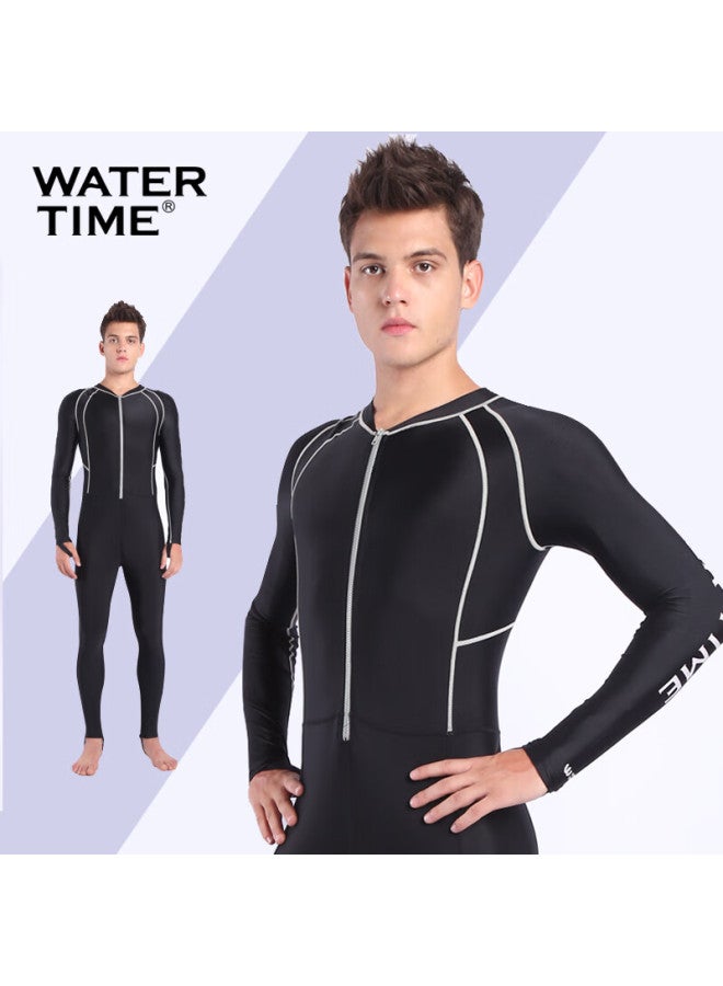 Watertime/shuichuan Men's Wetsuit, Snorkeling Suit, One-piece Surfing Snorkeling Suit, Long-sleeve Swimwear, Black, M - Image 2