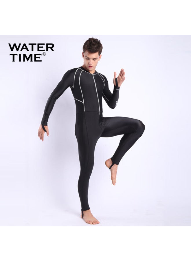 Watertime/shuichuan Men's Wetsuit, Snorkeling Suit, One-piece Surfing Snorkeling Suit, Long-sleeve Swimwear, Black, M - Image 5