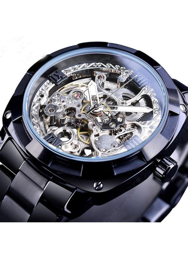 Generic New European And American Men's Fashion Retro Carved Hollow Luminous Waterproof Automatic Mechanical Watch 