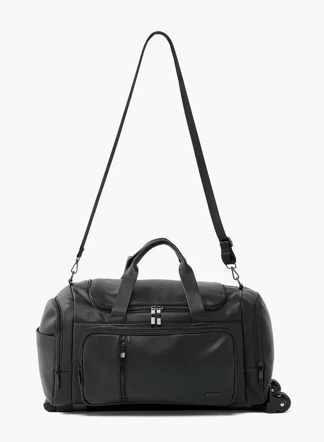 Wave Celeste Textured Duffle Bag With Wheels