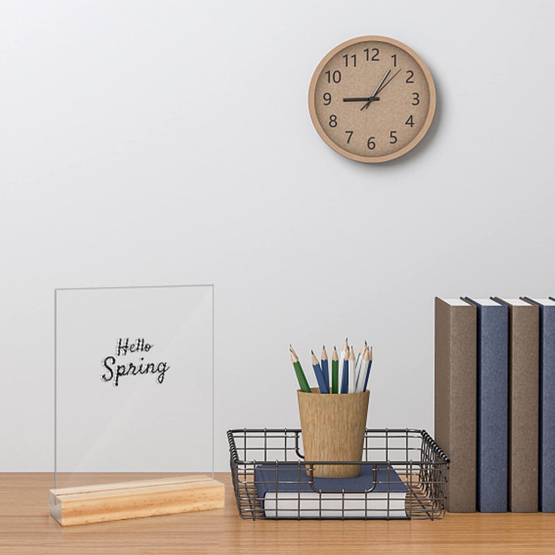 Newbested 8 Pack Blank Clear Acrylic Table Sign with Wooden Stands,5 x 7 Inch Top Menu Table Number Display Picture Stand Acrylic Sign Holder for DIY Name Card Gifts Event Party Sign Decoration - Image 4