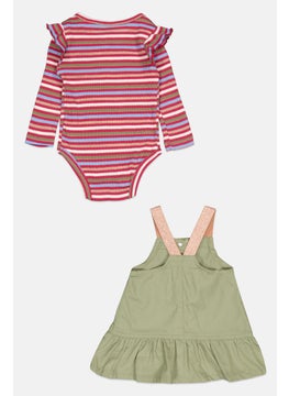 Nanette lepore Toddlers Girl 2 Piece Striped Bodysuit With Dress, Multicolor  - Image 2
