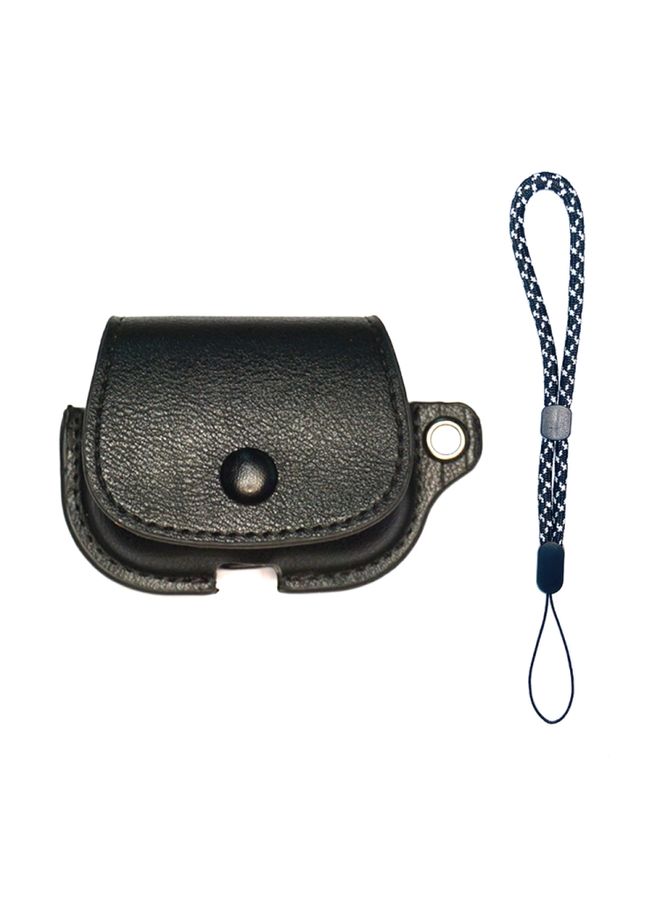 Case Cover For AirPods 1 / 2 Backpack Style PU Leather Earphone Protective Case with Lanyard Black 