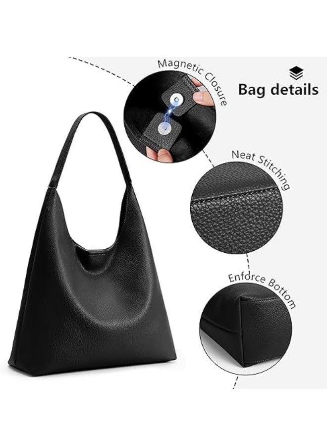 SYOSI Hobo Bag for Women, Suede-Textured Tote Purse with Long Shoulder Strap, Spacious Weekender Bag for Travel & Casual Outings, Shopping, Eco-Friendly, Vegan Leather, Suitable for Any Clothes (Black) - Image 5