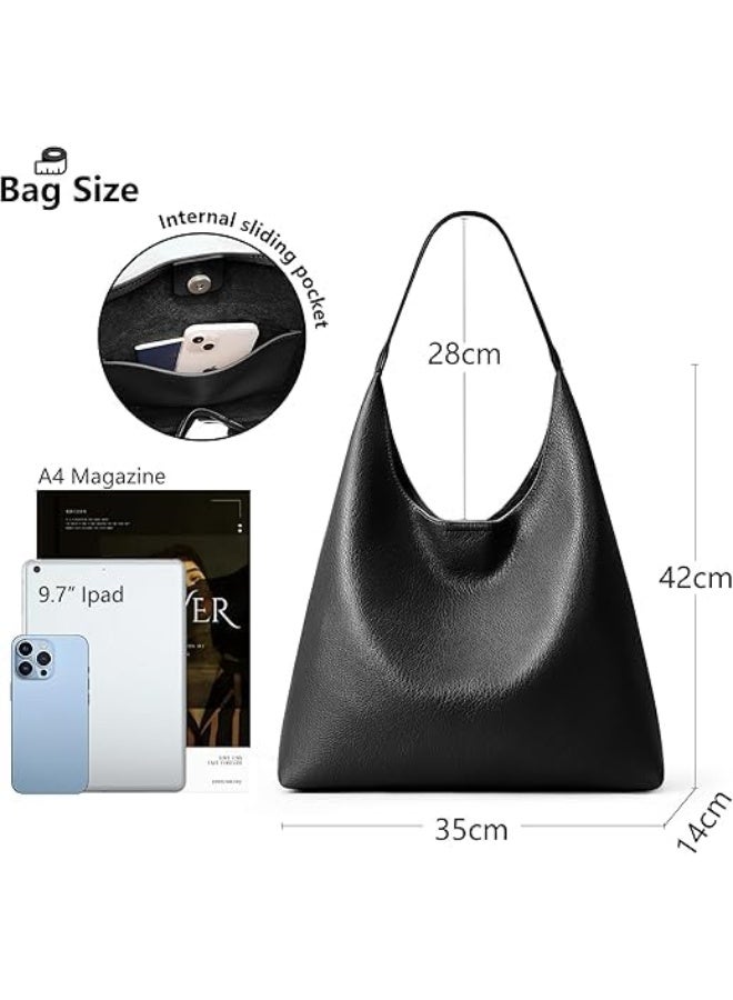 SYOSI Hobo Bag for Women, Suede-Textured Tote Purse with Long Shoulder Strap, Spacious Weekender Bag for Travel & Casual Outings, Shopping, Eco-Friendly, Vegan Leather, Suitable for Any Clothes (Black) - Image 4