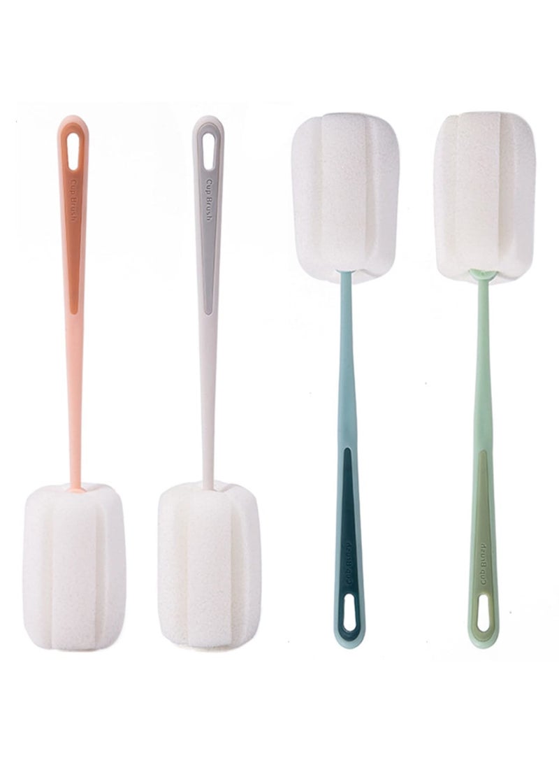 Barakah 4 PCS Sponge Bottle Brushes, Handle Bottle Scrubber Cleaning Brush for Thermos, Mug, Cup, Teapot, and Baby Bottles, Soft Sponge Head, Durable Water Bottle Cleaner for Kitchen, Home, and Travel Use - Image 1