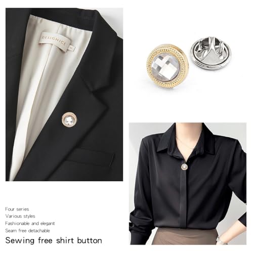 LUVINA 10Pcs Button for Women Shirt Button for Clothing Dress Supplies Clothing Bags Accessories Supplies DIY Crafts, Brooch for Women Shirt Brooch Cover up Buttons (Diamond (10pc)) - Image 5