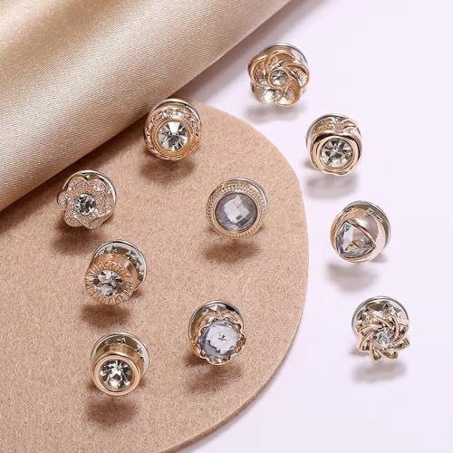 LUVINA 10Pcs Button for Women Shirt Button for Clothing Dress Supplies Clothing Bags Accessories Supplies DIY Crafts, Brooch for Women Shirt Brooch Cover up Buttons (Diamond (10pc)) - Image 2
