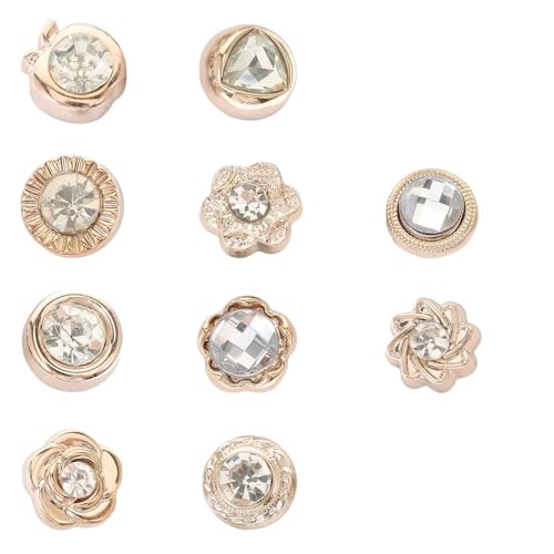 LUVINA 10Pcs Button for Women Shirt Button for Clothing Dress Supplies Clothing Bags Accessories Supplies DIY Crafts, Brooch for Women Shirt Brooch Cover up Buttons (Diamond (10pc)) - Image 1