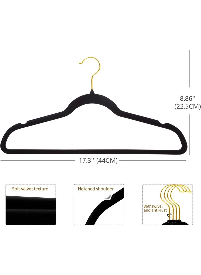 ManGotree 10 Pack Ultra-Thin Black Velvet Hangers with Gold Hook - Non-Slip Clothes Hangers - Image 2