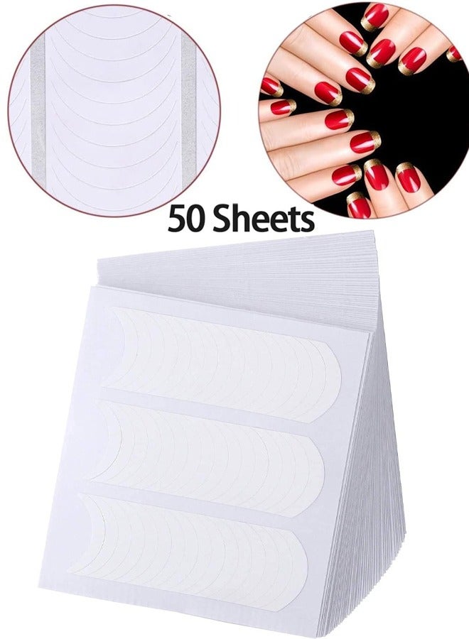 French Manicure Nail Art Stickers, Self-adhesive Nail Sticker Tips for Manicure Decoration DIY Tools (Moon Shape Design) White Half-Moon Shaped Manicure - Image 1