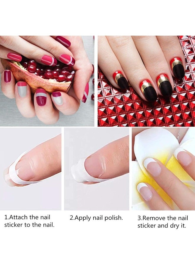 French Manicure Nail Art Stickers, Self-adhesive Nail Sticker Tips for Manicure Decoration DIY Tools (Moon Shape Design) White Half-Moon Shaped Manicure - Image 3