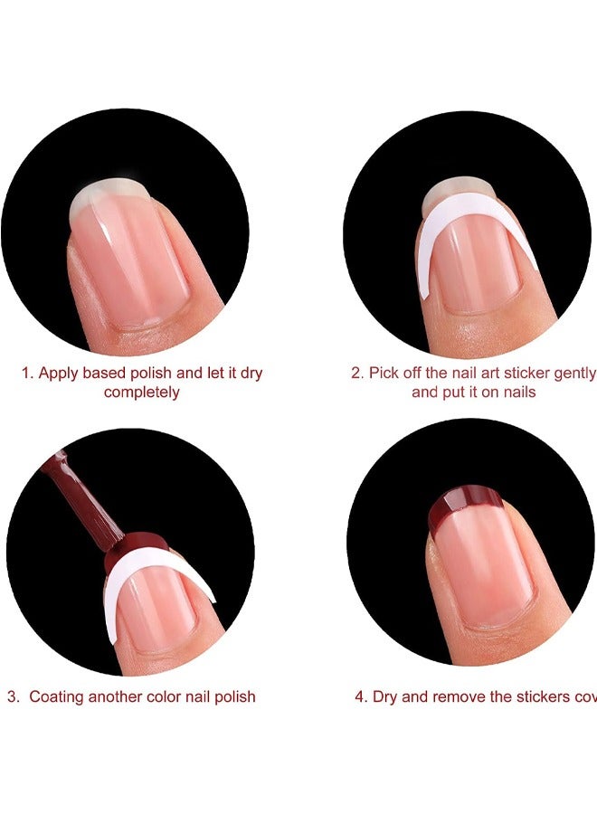 French Manicure Nail Art Stickers, Self-adhesive Nail Sticker Tips for Manicure Decoration DIY Tools (Moon Shape Design) White Half-Moon Shaped Manicure - Image 4