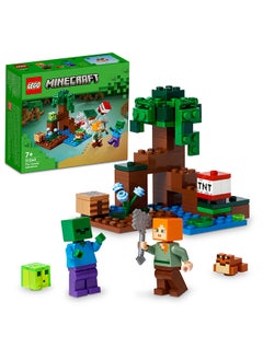 Minecraft The Swamp Adventure 21240 Building Toy Set with Alex, a Zombie, a Slime and a Frog in the Game’s Popular Biome; Fun-Filled, Hands-on Adventures for Players and Any Kid Aged 7+ (65 Pieces)