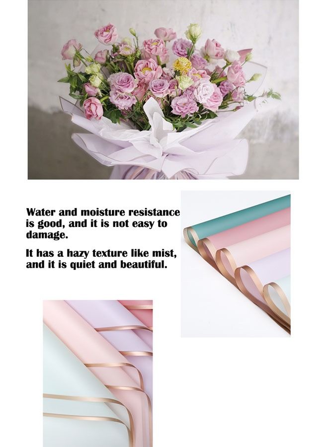 ZCM-HAPPY 40 Pieces Premium Gift and Bouquet Wrapping Paper Gold Edge Translucent Matte 58x58cm - Image 2