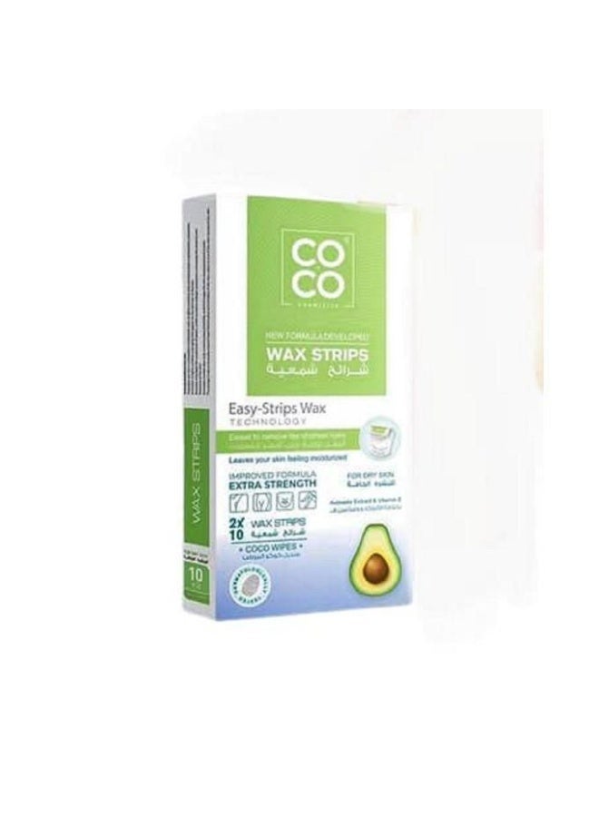 Coco Strips Waxy for Removing Hair with Avocado Extract and Vitamin - 10 Strips - Image 1