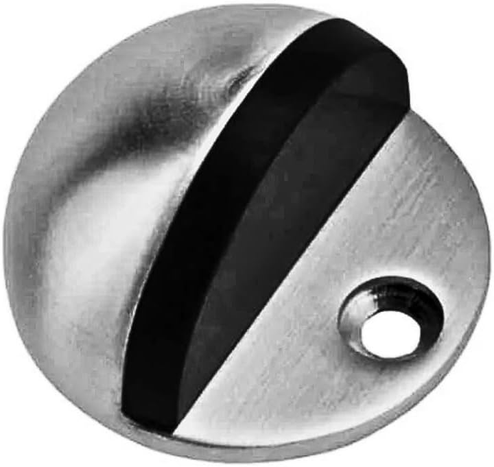 Union Floor Mounted Door Stopper XA803-SC Satin Chrome Finish Stainless Steel Oval Half Moon Door Stop with Rubber Bumper Heavy Duty Floor Mounted Door Stopper for Doors Home Office Hardware Accessori