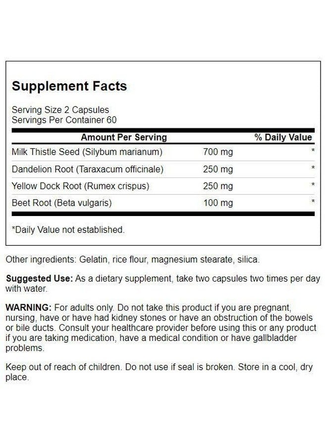 Swanson Milk Thistle, Dandelion & Yellow Dock - Herbal Liver Support Supplement - Natural Supplement Helping to Maintain Overall Health & Wellbeing - (120 Capsules) 1 Pack (2 Pack) - Image 2