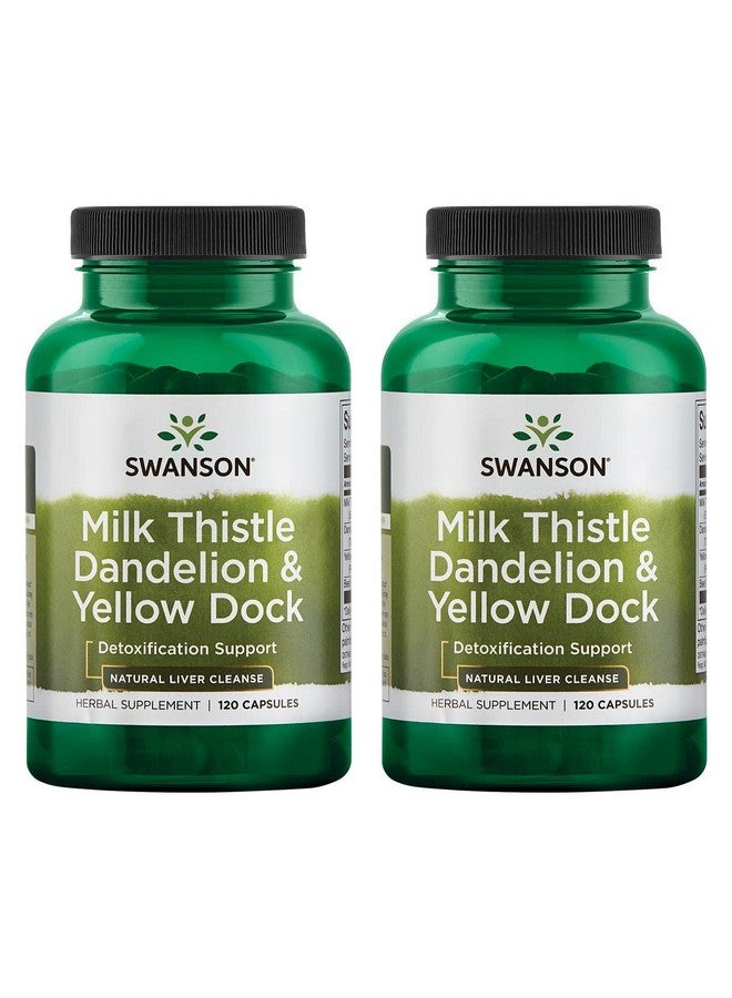 Swanson Milk Thistle, Dandelion & Yellow Dock - Herbal Liver Support Supplement - Natural Supplement Helping to Maintain Overall Health & Wellbeing - (120 Capsules) 1 Pack (2 Pack) - Image 1
