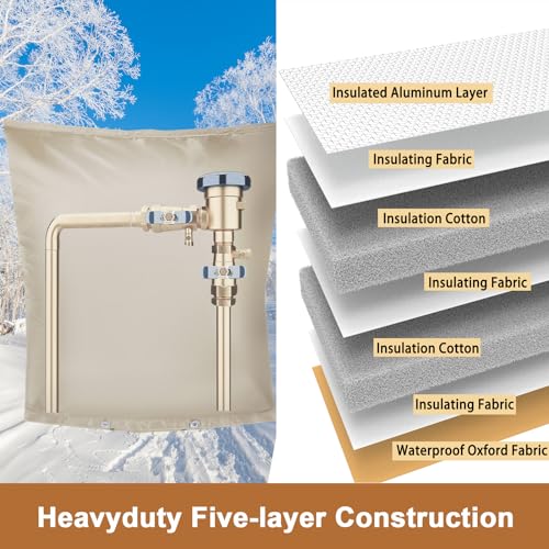 MY RUSTIC Backflow Preventer Insulation Cover,Pipe Insulation,Outdoor Pipe Covers for Winter Freeze Protection,Outdoor Faucet Covers for Winter Freeze Protection,Insulated Pipe Covers for Outside (30w*24h) - Image 4