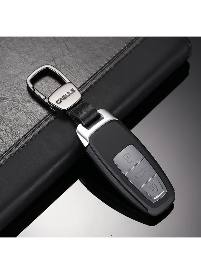 DiGallen Digalun Car Key Chain, Genuine Leather, Uni, Creative And Simple Pendant, Key Ring, Waist Hanging, For Audi, Volkswagen, Nissan, Buick, Honda, Mercedes-benz, Geely, Byd, Haval, Platinum Gray - Image 2