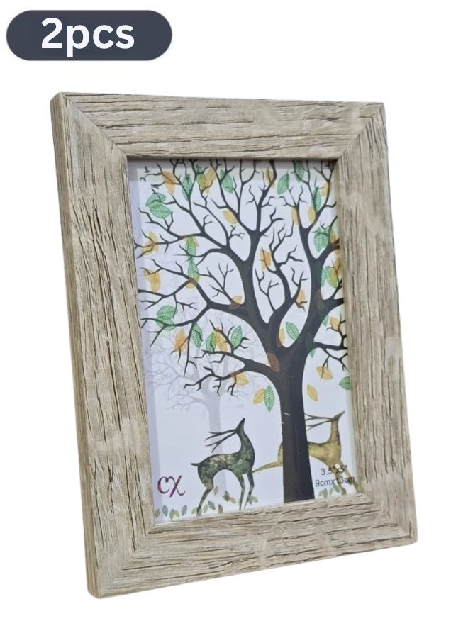 هابي هوم 2 قطعه إطار صور 9×13 سم – لتعليق الصور على الحائط أو الطاولة، تصميم كلاسيكي متين يناسب المنزل والمكتب، يعرض صور مقاس 3.5×5 بوصة مع الحافة أو 9×13 سم بدونها - Image 1