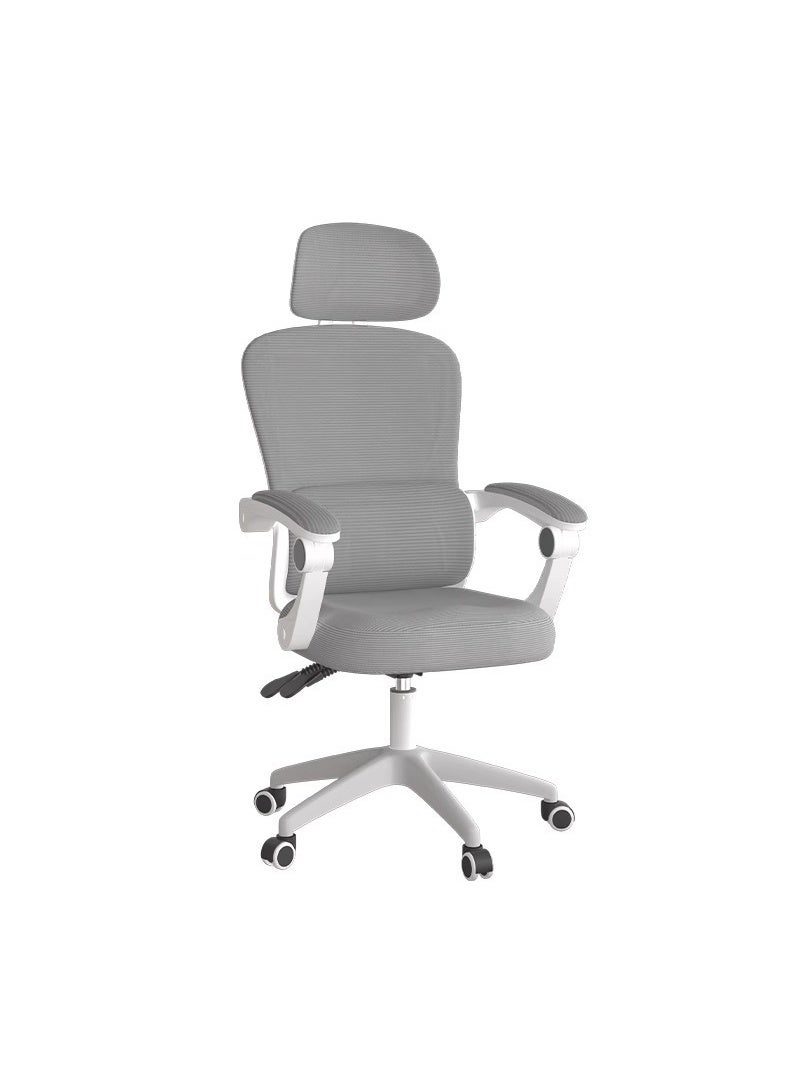 Huitich ComfortEase Ergonomic Mesh Office Chair - Grey Mesh, White Frame - Image 1