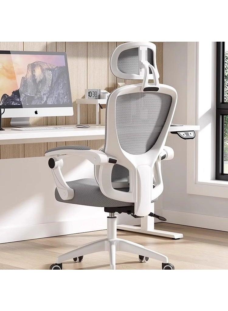 Huitich ComfortEase Ergonomic Mesh Office Chair - Grey Mesh, White Frame - Image 2