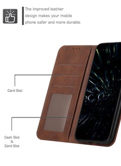 Generic For Infinix Smart 9 Cover,Protective Infinix Smart 9 Case Premium Leather Wallet Case with Card Holder Kickstand Magnetic Closure Flip Folio Case Cover for Infinix Smart 9,Brown  - Image 3