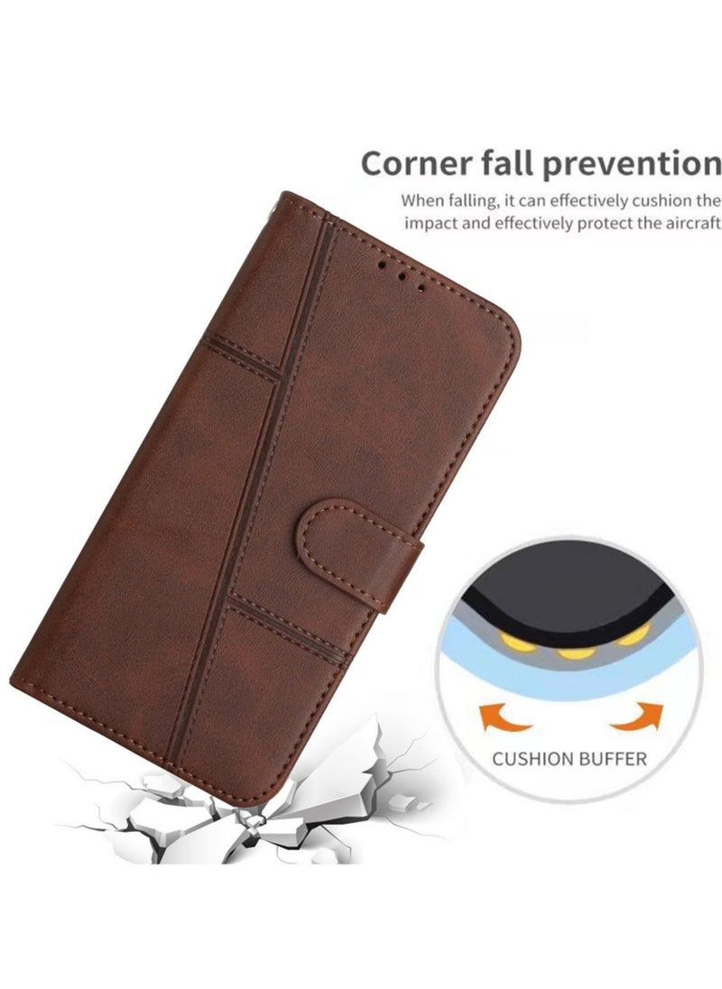 Generic - For Infinix Smart 9 Cover,Protective Infinix Smart 9 Case Premium Leather Wallet Case with Card Holder Kickstand Magnetic Closure Flip Folio Case Cover for Infinix Smart 9,Brown - Image 1