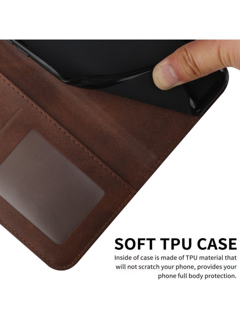 Generic - For Infinix Smart 9 Cover,Protective Infinix Smart 9 Case Premium Leather Wallet Case with Card Holder Kickstand Magnetic Closure Flip Folio Case Cover for Infinix Smart 9,Brown - Image 1